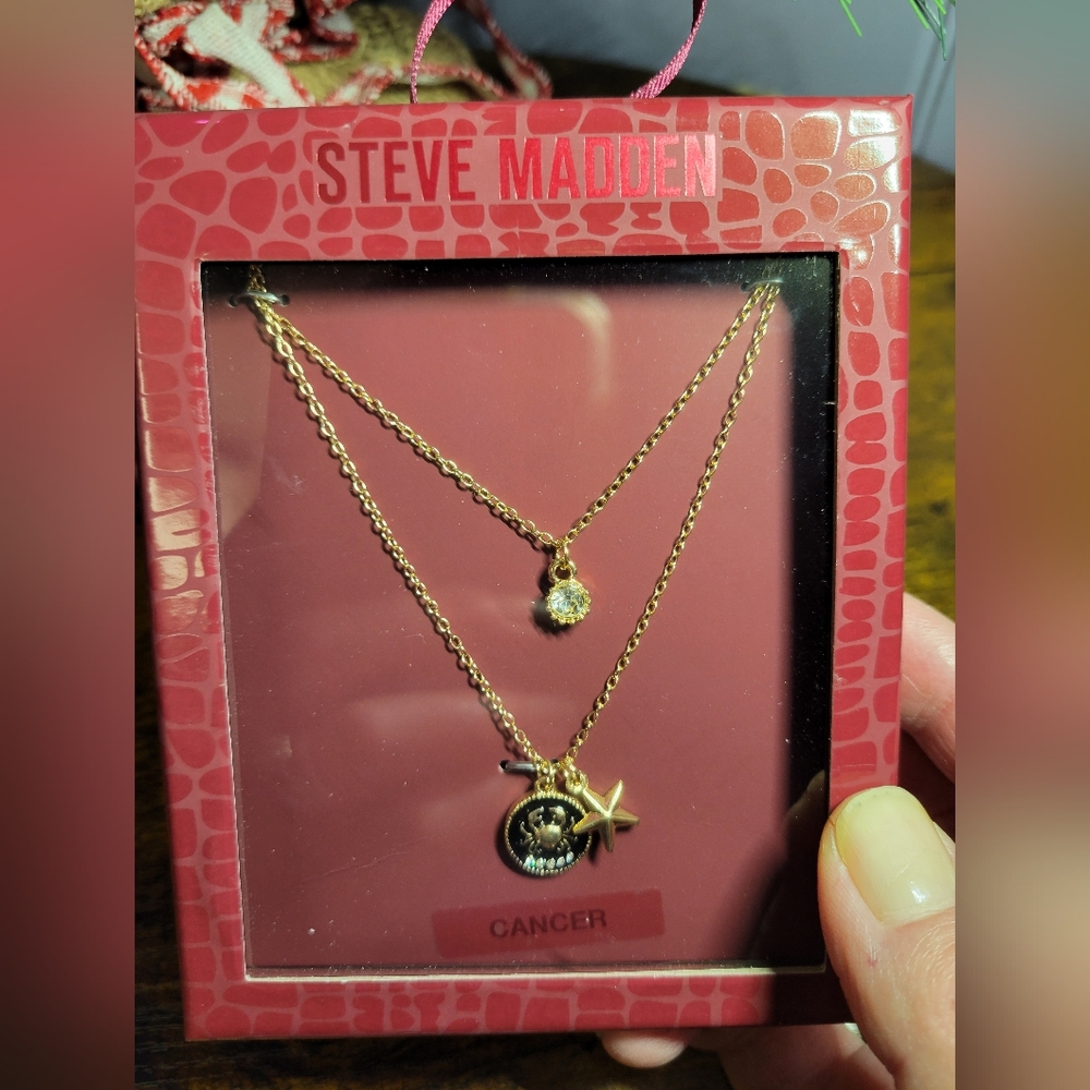 Steve Madden Cancer Gold tone Zodiac Necklace Set